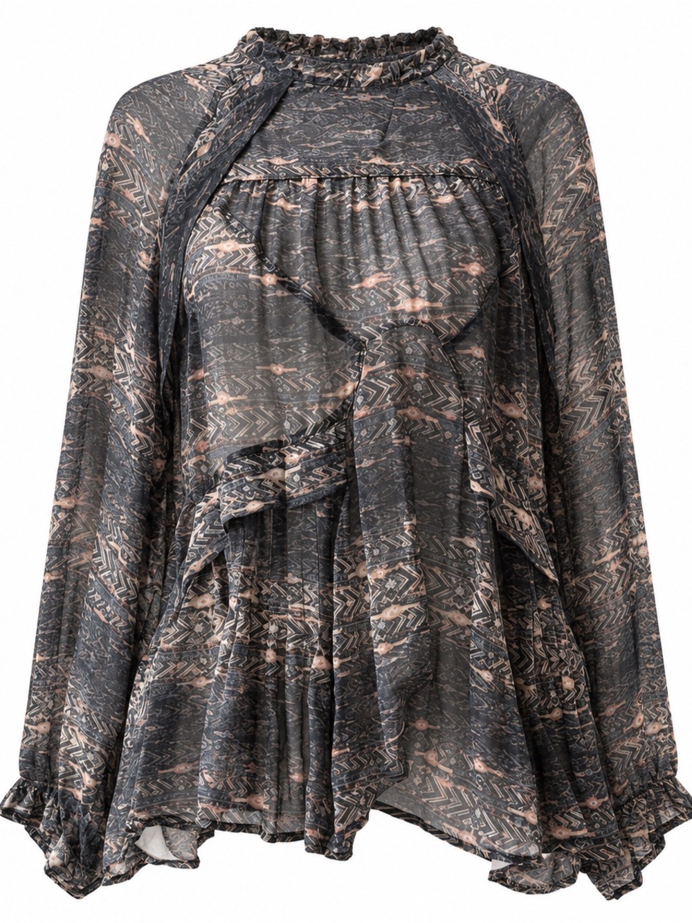 Isabel Marant Silk Sheer Frilly Blouse